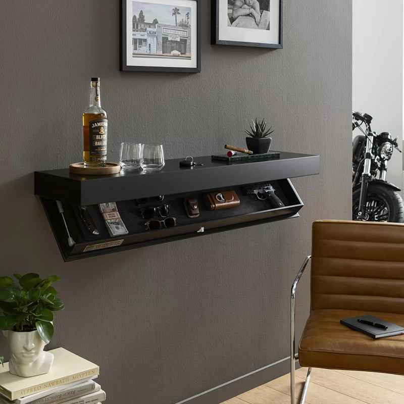 Wall-Mounted Hidden Shelf with Secret Compartment